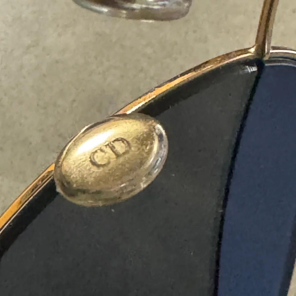 Dior Gold Metal Aviator Sunglasses with Blue Lenses - Picture 6 of 7